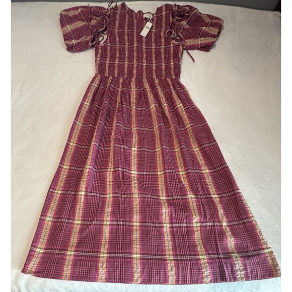 Damson Madder Becca Removable Sleeve Midi Dress Sz  16 Pink 100% Organic Cotton - Picture 5 of 9